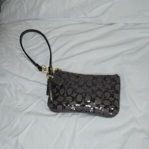 Coach Gray Sequin Wristlet EUC